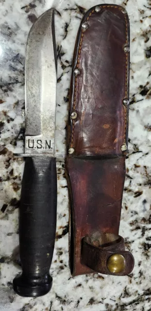 Vintage WW2 Camillus USN Navy Knife MK1 Black handle Mark 1 WWII