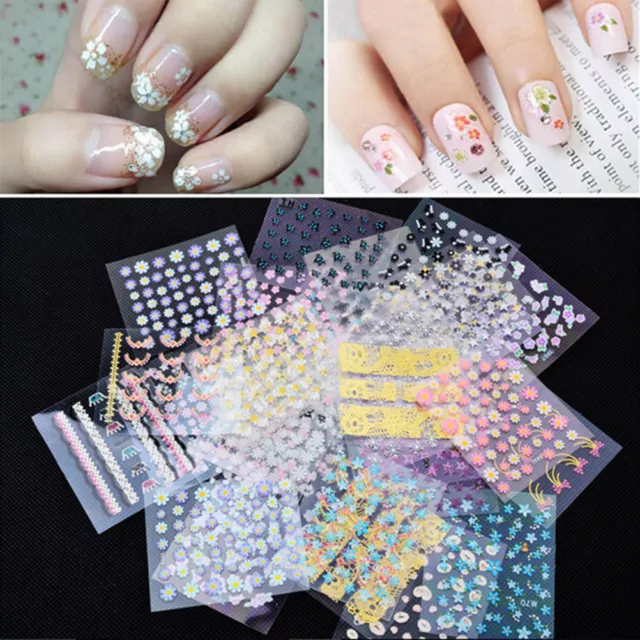 10 Sheets Nail Art Transfer Stickers 3D Design Manicure Tips Decal  X10 keJ_bj