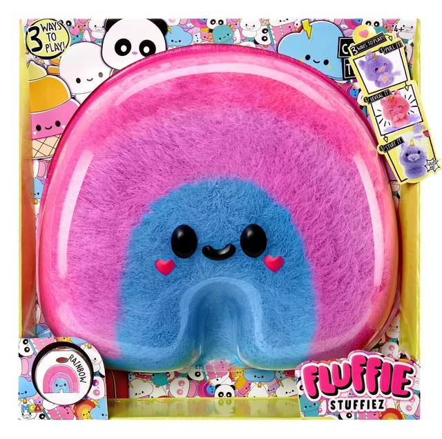 Fluffie Stuffiez Large Collectible Plush - RAINBOW - Suprise Reveal Unboxing wit