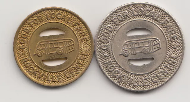 Pair of Rockville Centre Bus Corp transit tokens Rockville Centre New York NY785