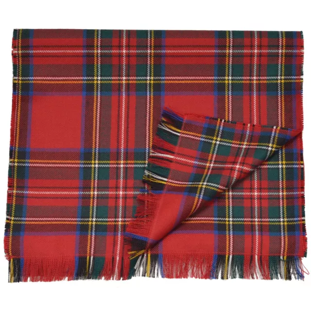 Pure Wool Royal Stewart Tartan Mens Womens Plaid Lightweight Scarf