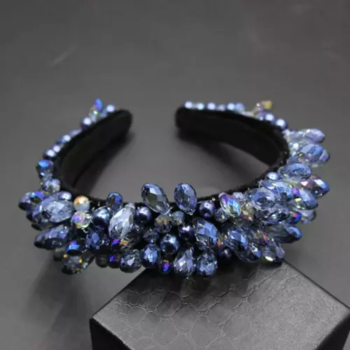 Luxury Handmade Blue Beads And Pearls Headband Hair Accessory, Bridal Or Races