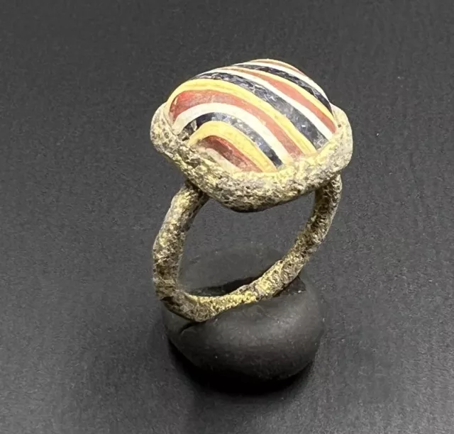 Vintage Antique Ancient Old Jewelry Ornaments Bronze Ring With Beautiful Glass