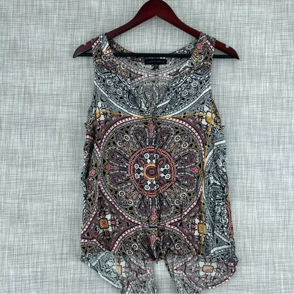 Sanctuary Womens Size L button down tank boho geometric 1970