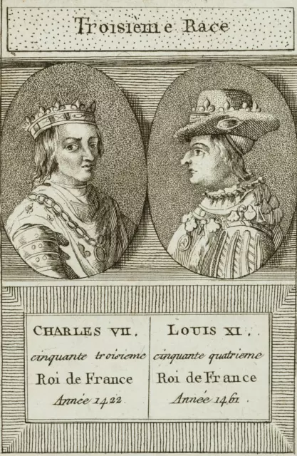 Charles VII u. Louis XI., Radierung Romantik Porträt Unbekannt (19.Jhd)