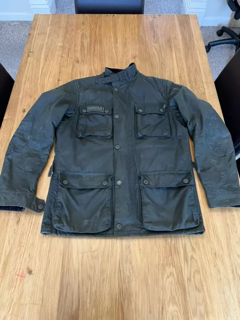 BARBOUR INTERNATIONAL BLACKWELL Wax Jacket Mens Small Sage Green Padded ...