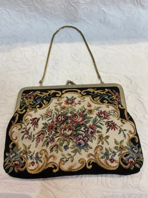 Vintage Clutch Bag mit Blumenteppich 1930er Jahre 'Made in England'