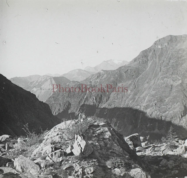 France Vue de montagne c1940 Photo Plaque de verre Stereo Vintage V21T7n10