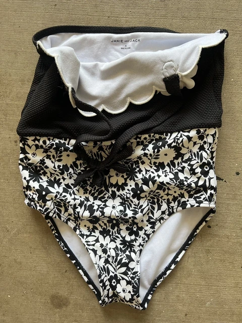 Janie & Jack  Baby Girls One Piece Swim Suit Size 6 black and white