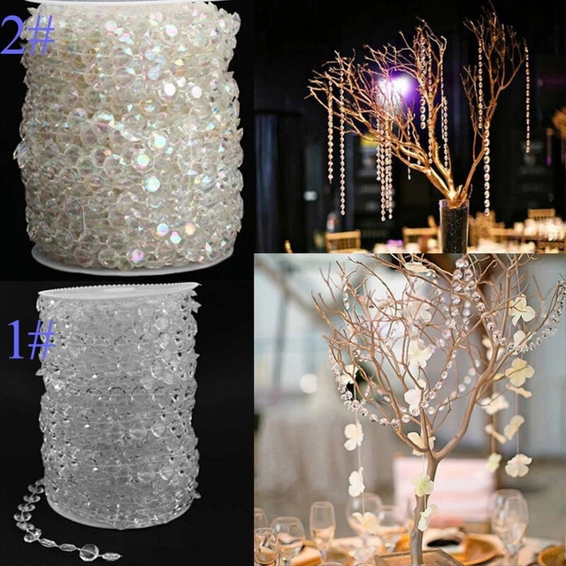 Garden Hot Clear Party Wedding Curtain Bead 33ft Garland Strand Room Acrylic