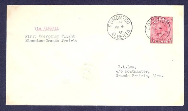 Canada Jy 4 1935 Edmonton/Grande Prairie 1St Emergency Flight