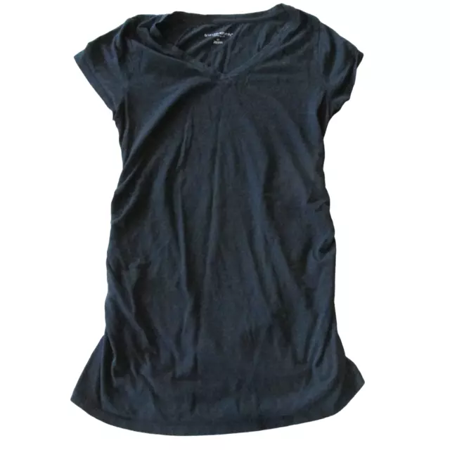 Liz Lange Maternity T Shirt Womens Size XS Black Short Sleeve V Neck Top Tee