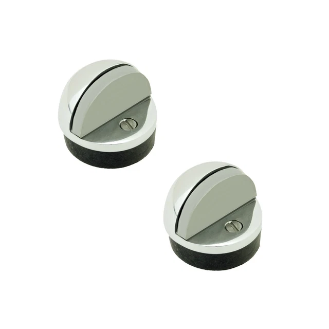 2 Brass Door Stop Dome Floor Mount Bumper Chrome | Renovator's Supply