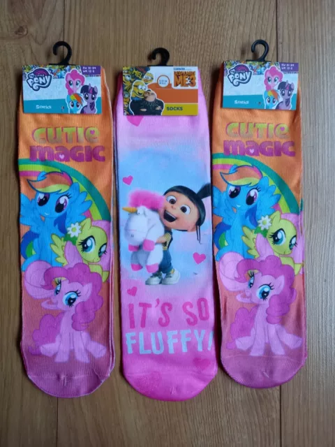 3 paia pantofole per bambini calzino - spregevole Me - Little Pony - Paw Patrol qualsiasi taglia 6-12-2