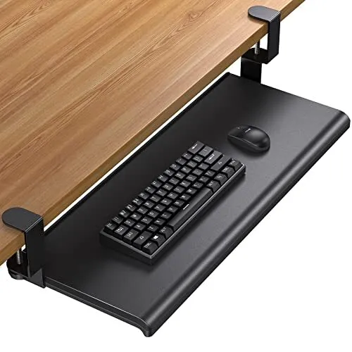 Keyboard Tray Under Desk with C Clamp-Large Size, Steady Slide Keyboar