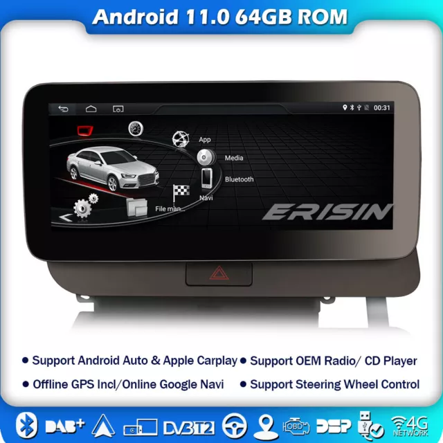 10.25" IPS DAB+ Android 12 Autoradio Für Audi Q5 Carplay Bluetooth Navi GPS WIFI