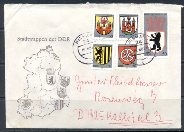 DDR 1983  Mich Nr 2817-21 Stadtwappen  Satzbrief Ortsstempel