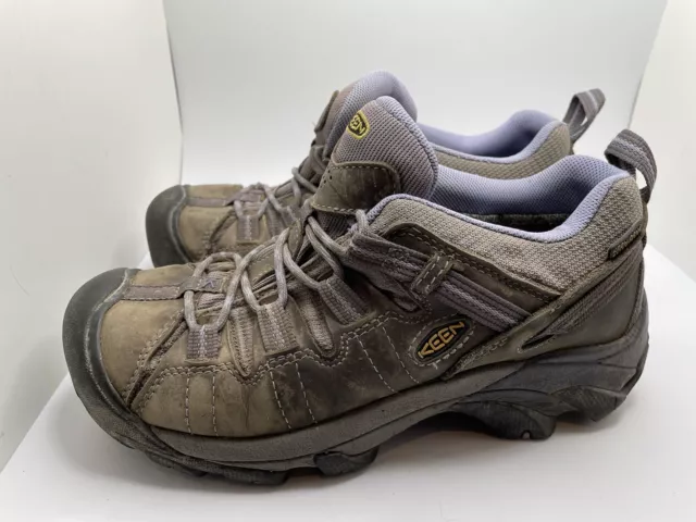 KEEN WOMENS WATERPROOF Leather Hiking Shoes Sz 9 Gray Periwinkle ...