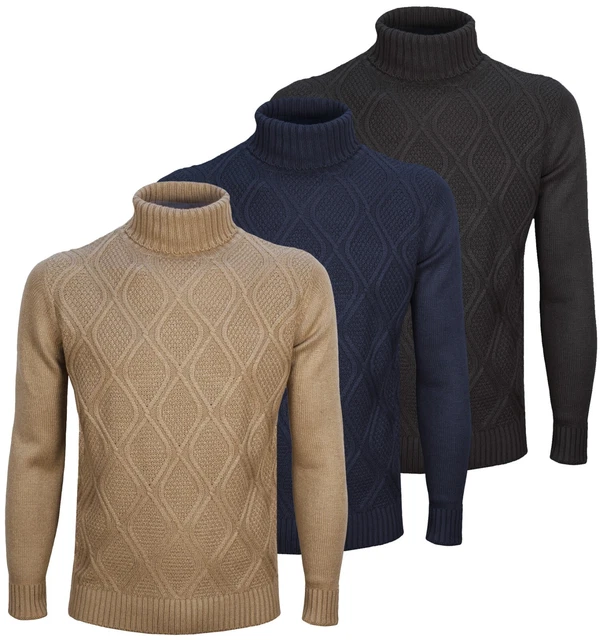 Maglione uomo invernale collo alto maglioncino dolcevita pullover lana RDV