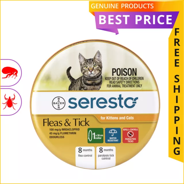 SERESTO collar for Kittens and Cats ORANGE Pack Flea And Tick Treatment