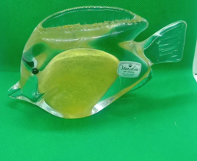 JOSEF MARCOLIN SARDINIA Art Crystal Fish Paperweight 24k
