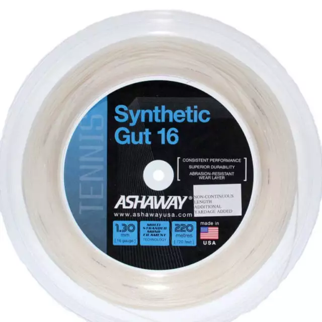 Ashaway SYNTHETIC GUT 16 White Tennis String Reel