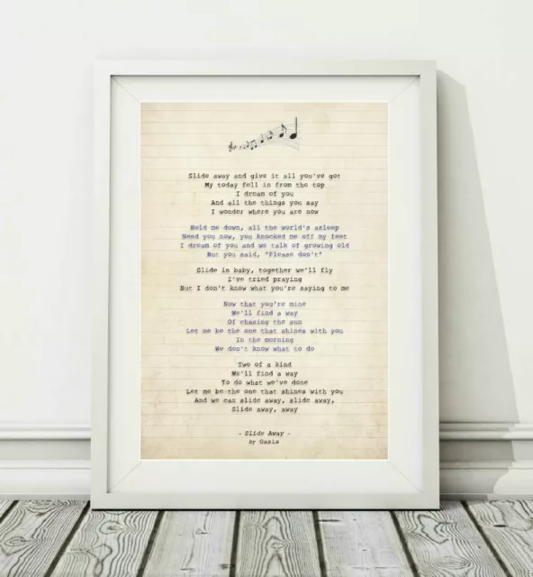 Oasis - Slide Away - Song Lyric Art Poster Print - Sizes A4 A3