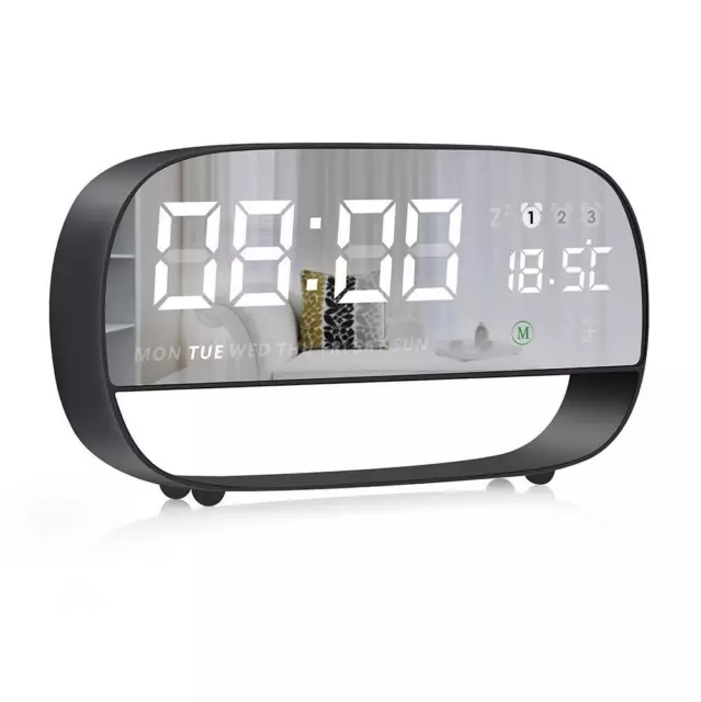 LLQ LED Digital Alarm Clock with 3 Snooze Alarms, Easy to Set, Modern Digital Cl