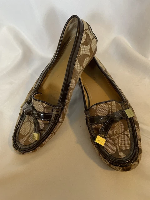 Coach Signature Flats Driving Shoes Women’s Size 6.5 Tan Brown Style frida Sb22