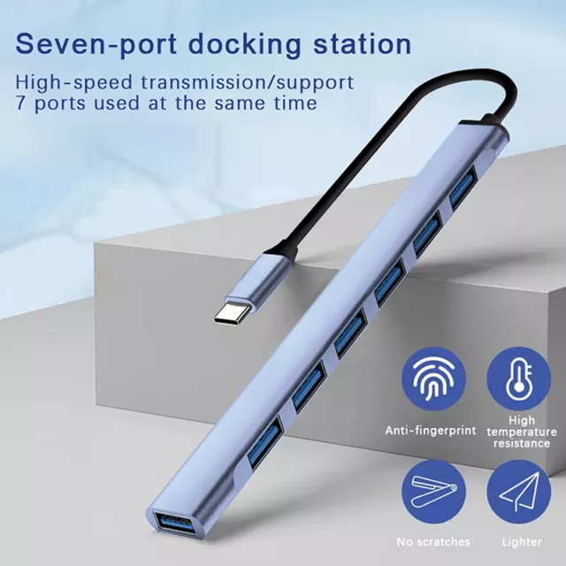 Multi 7-port Splitter High Speed 5Gbps For PC Computer Multiport USB A HUB Port