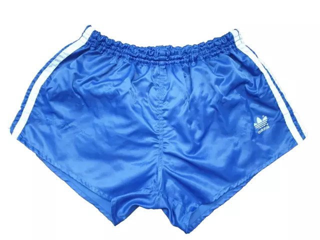 ADIDAS Beckenbauer Glanz Nylon Shorts D6 Sprinter Sport Vintage blau Fußball