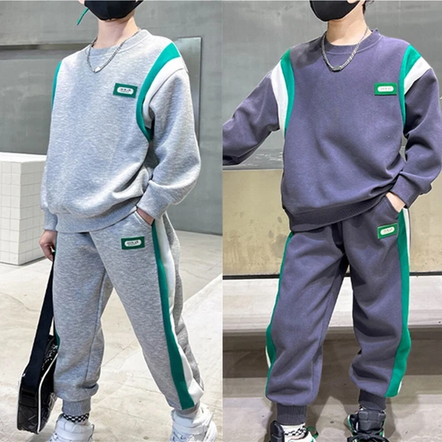 Tuta pullover ragazzi sport lunga tuta sportiva colore a contrasto sport abbigliamento set