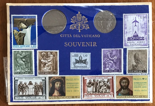 Vatican Souvenir Stamp & Coin Set, Uncirculated