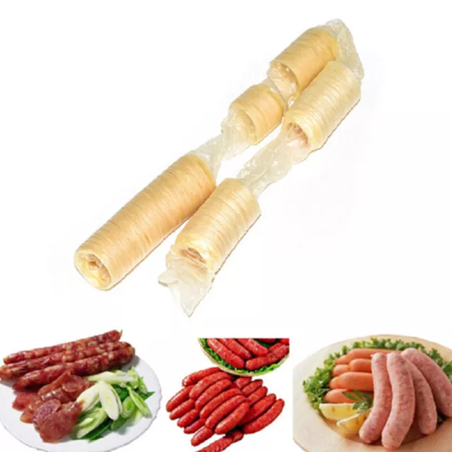 14m Collagen Sausage Casing Skins 22mm Long Small Breakfast Sausages Tools q-2