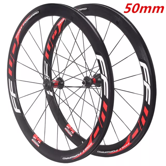 700C Bike Wheelset 30/40/50mm Deep 19mm QR Road Bicycle Rim Brake Alloy  Wheels