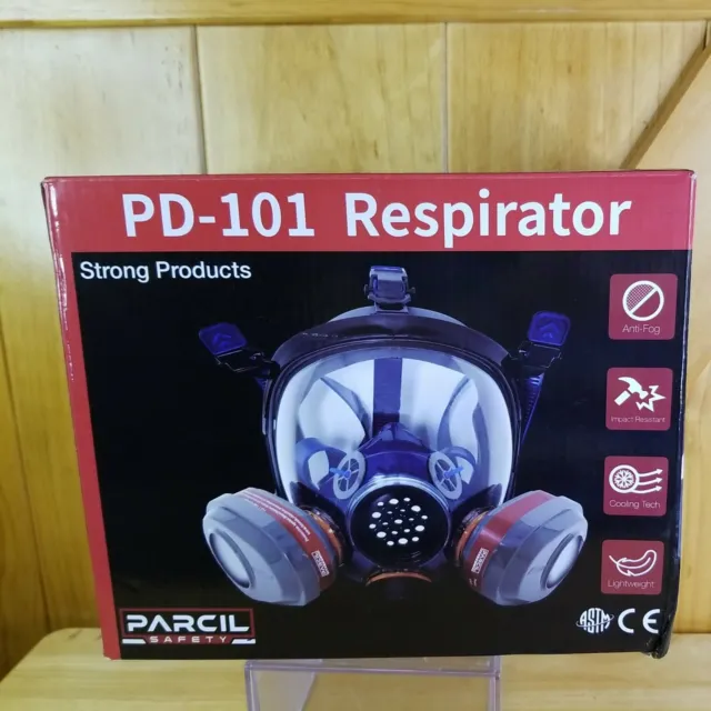 PD-101 Respirador de cara completa Doble talla única para todos, antivaho, activación de carbón 2