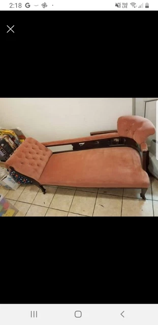Authentic Edwardian Light Pink Chaise Longue Day Sofa 1900's