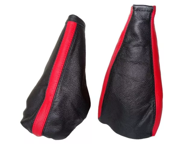 Gear Handbrake Gaiter For Fiat Punto MK1 1993-1999 Leather Red Black