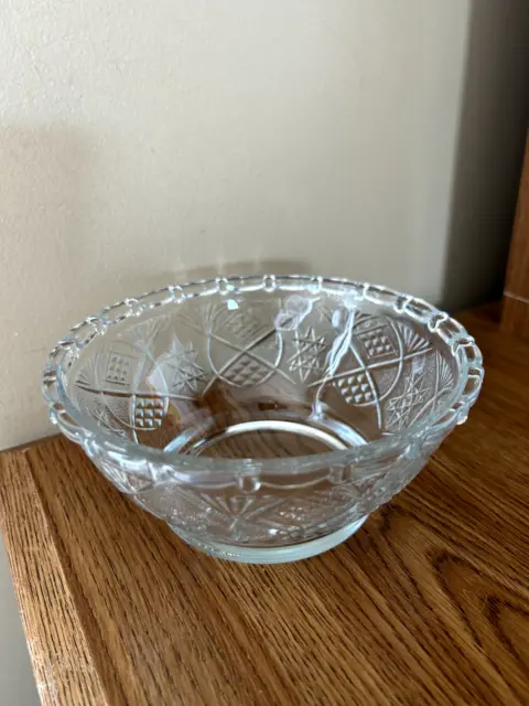 Vintage KIG Malaysia clear glass candy dish 6" round