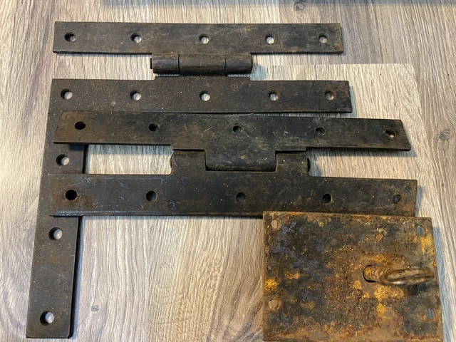 Antique hand made strap hinges and lock