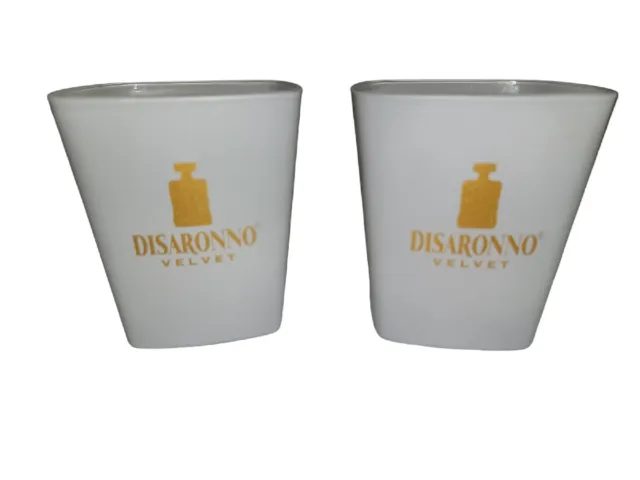Disaronno Square Rocks White Frosted Glasses Amaretto Italy Set of 2