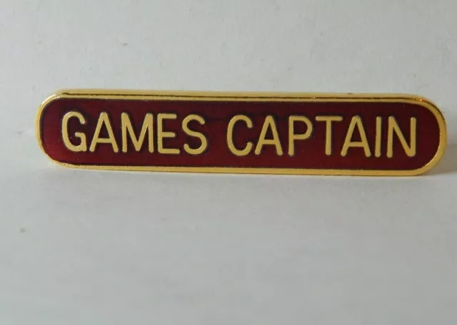 1980's School Games Captain red  enamel Badge rounded Corners Fattorini