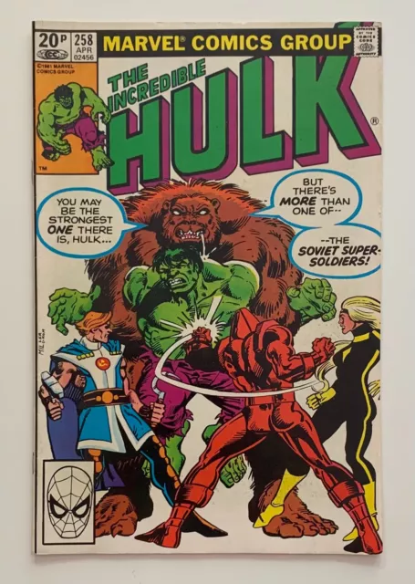 Incredible Hulk #258 bronzezeitlicher Comic (Marvel 1981) FN - Zustandsausgabe.
