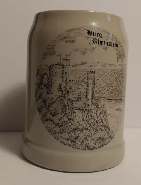 German .5 Liter Beer Stein Featuring Burg Rheinstein