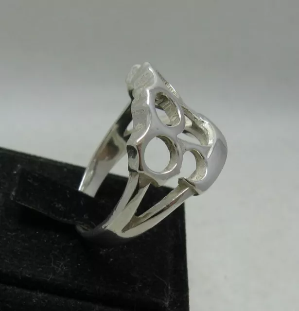 Bague en argent sterling véritable poing américain massif poinçonné 925 3