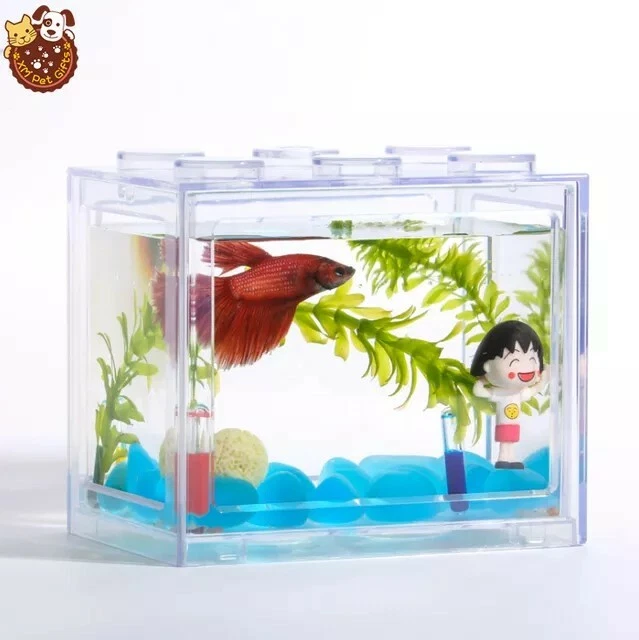 mini Betta fish Stackable lego block  Aquarium w/LED 2