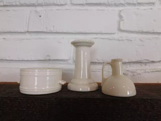 Crest Porcelain Lot of 3 English Bone China Souvenir Goss Bushel Vase & Stand 2