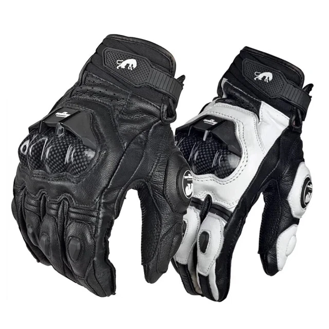 Gants de moto  cuir  Moto Course  Motard   Hiver été Couleurs Blanc et Noir