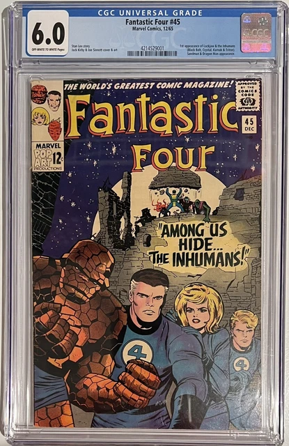 Fantastic Four #45 - Cgc 6.0 - Marvel (1965) 1St Appearance Inhumans Ow/W Pages