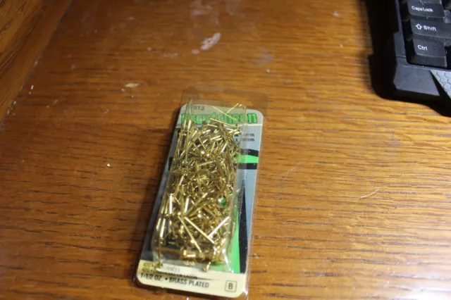 Escutcheon Pins, 18 ga. x 3/4" Brass plated 225-Pack,NOS, brass plated, NEW